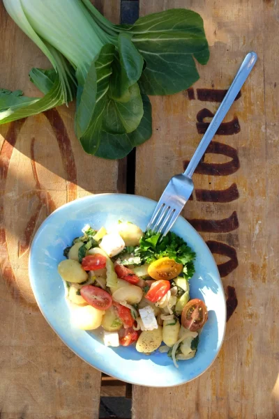 Bunt gemischt: Die Gnocchi werden mit Pak Choi, Cockteiltomaten und Kokosmilch zubereitet. - © Christian Hacker/Verbraucherzentrale NRW/dpa-tmn