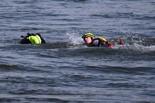 Feuerwehrübung auf dem Rhein - © Federico Gambarini/dpa