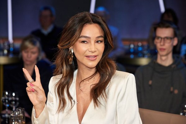 Verona Pooth, Moderatorin und Unternehmerin, vor der Aufzeichnung einer Talk Show. - © Georg Wendt/dpa