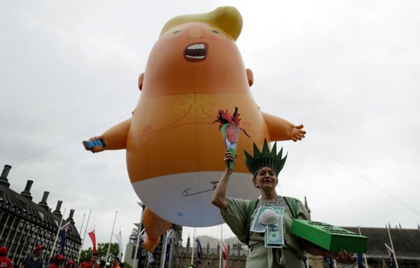 Schon beim ersten Staatsbesuch Trumps gab es Proteste. (Archivbild) - © Matt Dunham/AP/dpa