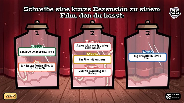 Mit mehr oder weniger sinnigen Fragen und Antworten versuchen wir, den "Ausreißer" zu finden. - © Jackbox Games