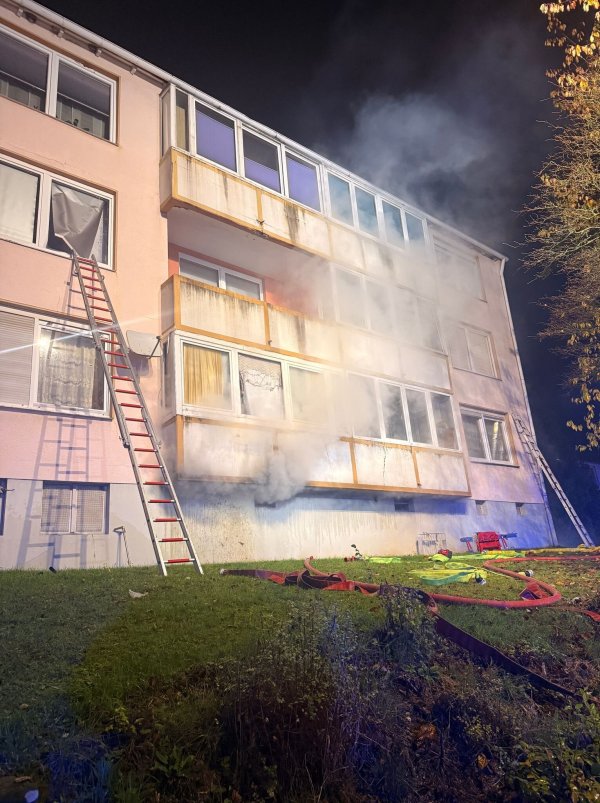 Aus dem brennenden Mehrparteienhaus sind 31 Menschen gerettet worden. - © C.Rieks/Feuerwehr Detmold/dpa