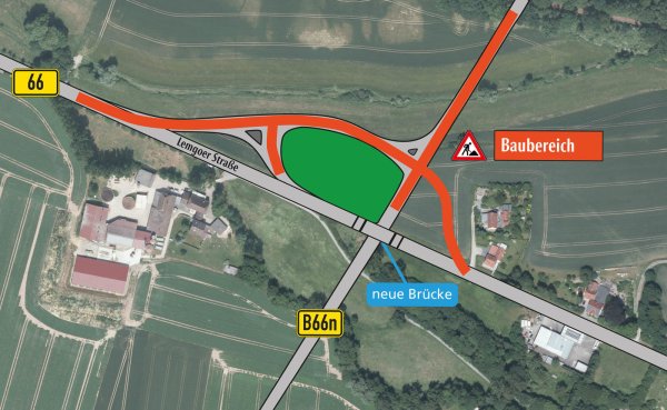 Eine neue Brücke soll künftig die Lemgoer Straße über die B66n leiten. - © Oliver Wendtland