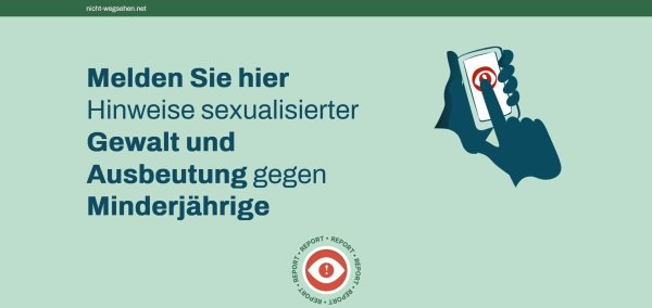 Der Report-Button führt auf "Nicht-wegsehen.net" direkt zu den drei Meldewegen. - © nicht-wegsehen.net/dpa-tmn