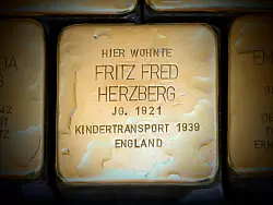 Ein Stolperstein erinnert in der Karlstraße an Fred Herzberg. - © Yvonne Glandien
