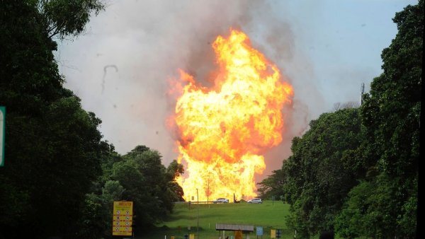 Die gewaltige Explosion ereignete sich am Morgen. - © Uncredited/AP/dpa