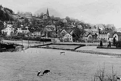 &Uuml;ber die Dorfschaft Oerlinghausen berichteten die &bdquo;Lippischen Intelligenzbl&auml;tter&ldquo; in fast jeder Ausgabe. Das Foto, das um 1910 entstand, zeigt links am linken Bildrand die noch unbebaute Marktstra&szlig;e. - &copy; Repro: Horst Biere/Quelle: Stadtarchiv/Landesarchiv