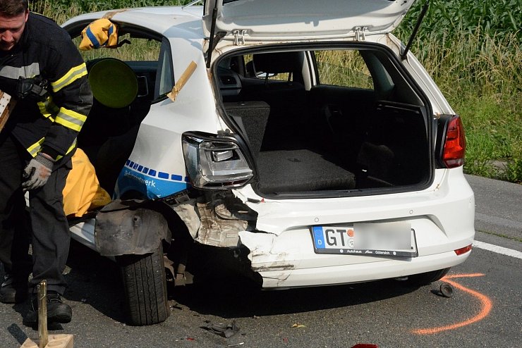 Schwer verletzt wurde eine Mitarbeiterin des ambulanten Pflegedienstes der Diakonie bei einem Unfall auf der Münsterlandstraße. - © Andreas Eickhoff