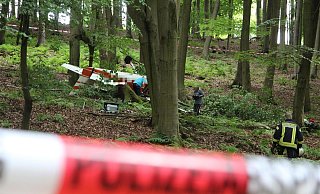 Die Cessna stürzte am 27. Mai in das nahe Waldgebiet bei Borkhausen. - Silke Buhrmester Die Cessna stürzte am 27. Mai in das nahe Waldgebiet bei Borkhausen. - Silke Buhrmester