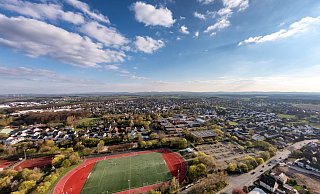 Das vor gut 40 Jahren errichtete Schul- und Sportzentrum Aspe aus der Vogelperspektive. - Torben Gocke Das vor gut 40 Jahren errichtete Schul- und Sportzentrum Aspe aus der Vogelperspektive. - Torben Gocke