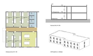 So soll die neue Unterkunft aussehen: ein schlichter zweigeschossiger Bau aus zwei leicht gegeneinander verschobenen Blöcken. - Gemeinde Augustdorf