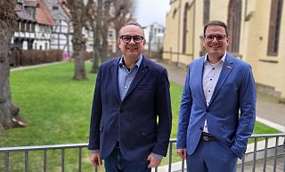 Haben viel vor: Stadtwerke-Chef Matthias Sasse (rechts) und Bürgermeister Markus Baier stellen Investitionen der städtischen Tochter im nie da gewesenen Umfang vor. - Katrin Kantelberg