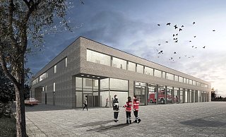 Auch die neue Hauptfeuerwache, die an der Lockhauser Straße in Aspe entsteht, wird Teil der neuen Gebäudewirtschaft der Stadt werden. Die Investition hier beträgt hier knapp 20 Millionen Euro. Erster offizieller Spatenstich war im vergangenen Dezember, die Fertigstellung ist für Frühjahr 2023 geplant - Stadt Bad Salzuflen Auch die neue Hauptfeuerwache, die an der Lockhauser Straße in Aspe entsteht, wird Teil der neuen Gebäudewirtschaft der Stadt werden. Die Investition hier beträgt hier knapp 20 Millionen Euro. Erster offizieller Spatenstich war im vergangenen Dezember, die Fertigstellung ist für Frühjahr 2023 geplant - Stadt Bad Salzuflen