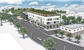 So soll das „Ärztehaus am Werreufer" aussehen. Eine Anfahrt ist auch vor dem Gebäude möglich. Links ist das Parkhaus, rechts entsteht die Rettungswache. - Next GmbH Architektur und Design