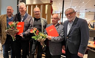 Genossen: Kurt Kalkreuter (von links), Wilhelm M&uuml;ller, Andreas Fritz, Hermann Venghaus, Rolf Kamphausen - Stadt Lemgo