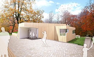 Das Äußere des geplanten Ausstellungsgebäudes hat eine markant kubische Optik. - Landesverband Lippe