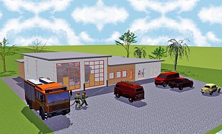 So könnte sie aussehen: Die neue Feuerwache sowie das Multifunktionsgebäude in Stemmen. - Grafik Jörg Hohmeier/ Büro PlanProjekt