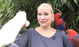 Unter Vögeln: Carolin Brokmann im Vogelpark Heiligenkirchen. - Laurent Ohmansiek
