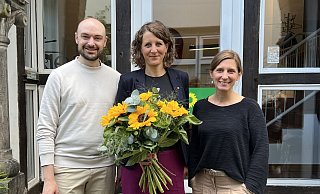 Die Kreissprecher Wiebke Kopsieker und Nik Riesmeier zeigten sich hoch erfreut über die Kandidatur von Dr. Inga Loke (Mitte). - Bündnis 90/Die Grünen