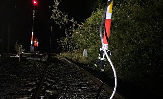 Die Gefahrenstelle musste zuerst geerdet werden. - Joachim Wolf - Feuerwehr Detmold