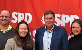 Der neu gewählte Vorstand der SPD Lippe (von links): Arne Brand, Katrin Freiberger, Jürgen Berghahn und Selina Sonnenberg. - SPD Lippe