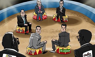 Manege frei zur Elefantenrunde: So sieht unser Karikaturist André Sedlaczek die Live-Sendung von Lippischer Landes-Zeitung und Radio Lippe zur Landratswahl am Mittwoch, 2. September (18 bis 20 Uhr). Sie wird im Radio und im Internet übertragen.  - André Sedlaczek