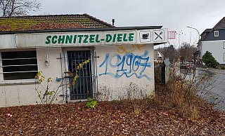 Der heruntergekommene Bau am Ortseingang von Schieder soll Anfang März unter den Hammer kommen. Das Objekt in der Pyrmonter Straße steht schon seit vielen Jahre leer. - Marianne Schwarzer