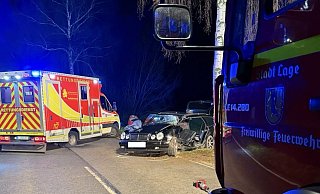 Beim Unfall wurde der Fahrer am Steuer eingeklemmt. - Freiwillige Feuerwehr Lage Beim Unfall wurde der Fahrer am Steuer eingeklemmt. - Freiwillige Feuerwehr Lage