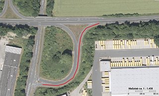Die gesperrte Auffahrt auf die Ostwestfalenstraße in Fahrtrichtung Lemgo. - Straßen.NRW Die gesperrte Auffahrt auf die Ostwestfalenstraße in Fahrtrichtung Lemgo. - Straßen.NRW