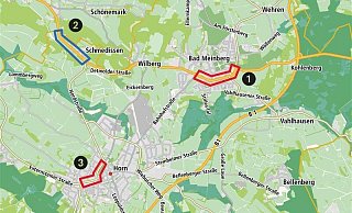 Laut Lärmaktionsplanung sind die Anwohner dieser drei Straßenbereiche besonders stark von Lärm betroffen. - OpenStreetMap-Mitwirkende Laut Lärmaktionsplanung sind die Anwohner dieser drei Straßenbereiche besonders stark von Lärm betroffen. - OpenStreetMap-Mitwirkende