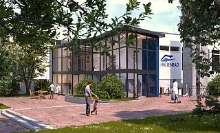 Die Planer von Vision 12 würden den Eingang des Hallenbads komplett überbauen, um Raum zu gewinnen und die Badegäste vor dem Wetter zu schützen. - Entwurf: Vision 12