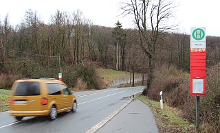 Der Geh- und Radweg an der B 238 zwischen Lemgo und Hohenhausen endet derzeit in Huxol. Wer aus Lemgo kommt, muss im Kurvenbereich nach links die Stra&szlig;e queren, um auf den Radweg zu gelangen. Bald sollen Autofahrer deshalb hier vom Gaspedal gehen m&uuml;ssen. - Nadine Uphoff