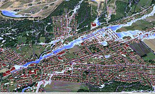 Ein Auszug aus der Starkregen-Gefahrenkarte des Kreises Lippe für Augustdorf. Sie zeigt, dass bei einem sogenannten Jahrhundertregen tatsächlich etliche Straßen und Häuser unter Wasser stehen könnten. - Dieter Asbrock Ein Auszug aus der Starkregen-Gefahrenkarte des Kreises Lippe für Augustdorf. Sie zeigt, dass bei einem sogenannten Jahrhundertregen tatsächlich etliche Straßen und Häuser unter Wasser stehen könnten. - Dieter Asbrock