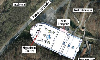 Die Gartenanlage Friedrichstal zog sich einst vom Krummen Haus (Orangerie) über mehrere Terassen herunter ins Tal der Berlebecke - dort, wo heute die Paderborner Straße verläuft. - Grafik: LZ-Archiv Die Gartenanlage Friedrichstal zog sich einst vom Krummen Haus (Orangerie) über mehrere Terassen herunter ins Tal der Berlebecke - dort, wo heute die Paderborner Straße verläuft. - Grafik: LZ-Archiv