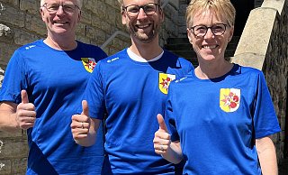 Freuen sich auf den Umgehungslauf: Jörg Baldig, Bürgermeister Borris Ortmeier, Birgit Wiegrebe - Stadt Barntrup Freuen sich auf den Umgehungslauf: Jörg Baldig, Bürgermeister Borris Ortmeier, Birgit Wiegrebe - Stadt Barntrup