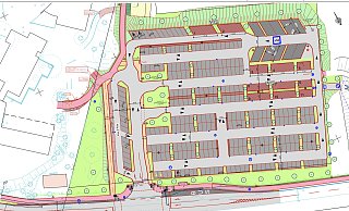 Am Parkplatz Werrebogen an der Hornschen Straße sind die Wohnmobilstellplätze ein Erfolgsmodell. Deswegen sollen nun noch weitere eingerichtet werden. Die favorisierte Planvariante A zeigt, wie es aussehen soll - das Änderungsgebiet liegt im oberen rechten Viertel. - Stadt Detmold
