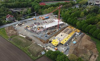 Die Großbaustelle der neuen Hauptfeuerwache aus der Vogelperspektive. - Feuerwehr Bad Salzuflen Die Großbaustelle der neuen Hauptfeuerwache aus der Vogelperspektive. - Feuerwehr Bad Salzuflen