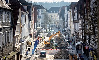Die Bauarbeiten in der Langen Straße schreiten weiter voran. - Torben Gocke Die Bauarbeiten in der Langen Straße schreiten weiter voran. - Torben Gocke
