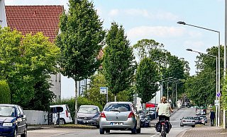 Anwohnern geht es auf der Siegfriedstraße zu gefährlich zu. Nicht alle Radfahrer nutzen dort den Radfahrstreifen so wie diese Verkehrsteilnehmerin. Viele fahren lieber gleich auf dem schmalen Bürgersteig. - Raphael Bartling
