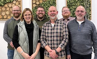 &Uuml;bernehmen wichtige Aufgaben: Ole Fischer, Miriam Buck, Bj&ouml;rn Sasse, Andreas Augustin, Jost Sasse, Bernd Jung &ndash; nicht auf dem Foto Lara K&ouml;nig und Nils Fischer (von links). - Posaunenchor Hohenhausen