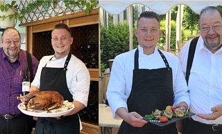 K&uuml;chenchef Florian Gr&ouml;nnert (links) mit seinem Ex-Chef Norbert Lange. - Christina Pfrommer