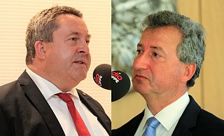 Wer wird künftig Chef im Kreishaus und Landrat in Lippe? Amtsinhabner Dr. Axel Lehmann (SPD, links) oder CDU-Herausforderer Jens Gnisa? - Dirk Baldus