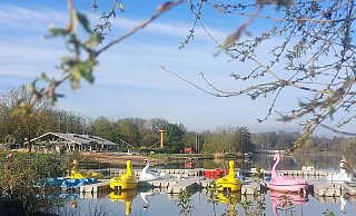 Rund um den Schiedersee gibt es ein vielfältiges Freizeitangebot. So bietet beispielsweise das "Funtastico" verschiedene Attraktionen für Kinder und der Stausee lädt zum Tretbootfahren ein. - Michaela Weiße