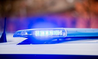 Das Blaulicht eines Polizeifahrzeuges leuchtet. - Christoph Soeder/dpa/Symbolbild