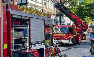 Vebranntes Essen l&ouml;ste einen Fuerwehreinsatz in der Langen Stra&szlig;e in Detmold aus. - Marco Schweiger / Feuerwehr Detmold