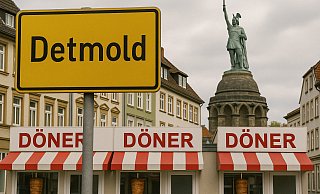 Viele Teilnehmer des „Lippe-Checks“ wünschen sich weniger Döner-Läden in der City, wie auf diesem KI-generierten Bild wohlgemerkt etwas übertrieben dargestellt, und stattdessen mehr Vielfalt. - KI