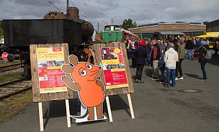 Türen auf mit der Maus - erstmals seit 2018 findet das Bahnhofsfest im Rahmen des "Türöffnertags" der Sendung mit der Maus in Bösingfeld statt. - Peter Wehowsky