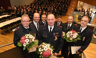 35 Jahre dabei: (von links) Thomas Knappmann, Joachim Wolf, Roland Manz, Ols Paulussen, Stephan Focke, Jens Frodermann, Dietmar Peltz. - Nicole Ellerbrake