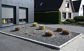 Komplett abgedeckt: Pflanzen ragen aus einem Vorgarten mit grauen und schwarzen Kieselsteinen – ein Beispiel aus Bremen, wo Schottergärten politisch diskutiert werden. - Carmen Jaspersen/dpa Komplett abgedeckt: Pflanzen ragen aus einem Vorgarten mit grauen und schwarzen Kieselsteinen – ein Beispiel aus Bremen, wo Schottergärten politisch diskutiert werden. - Carmen Jaspersen/dpa
