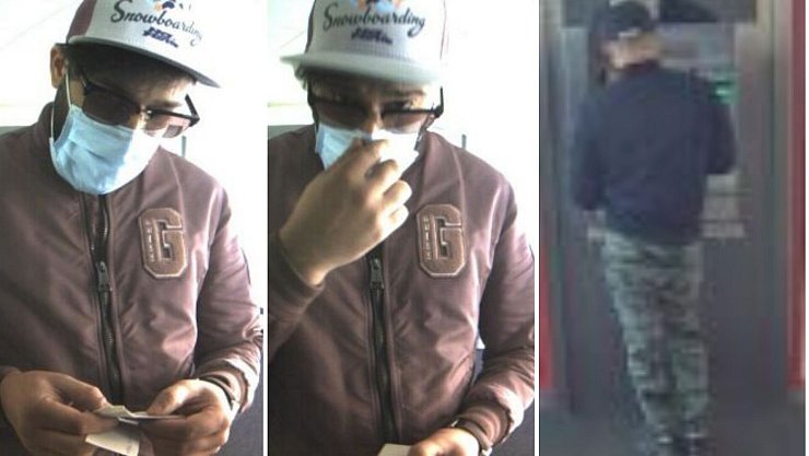 Der Tatverdächtige trug nach Angaben der Polizei eine blaue Jacke der Marke Guess, eine Hose in Camouflage-Optik, eine zweifarbige Basecap Snowboarding und eine Brille. Er hat einen Vollbart und dunkle Haare. - © Polizei Lippe